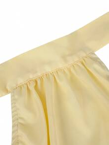ii Robe mini élégante d'été pour femmes, col ras-du-cou, ourlet à volants, couleur unie, à la mode, pour soirée et vacances - Jaune citron - Voir 7