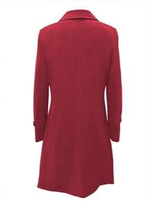 Women's Elegant, Casual, Retro Solid-Color Suede Trench Coat For Fall - 酒紅色 - 查看 2