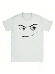 1 pieza de camiseta gráfica de alta calidad con diseño novedoso de rostro de mujer de , camisetas de manga corta de moda para hombres y mujeres, tops unisex, ropa de mujer, 210g 100% algodón, los diseños están completamente impresos. Unisexo. - Blanco 4 - Ver 1