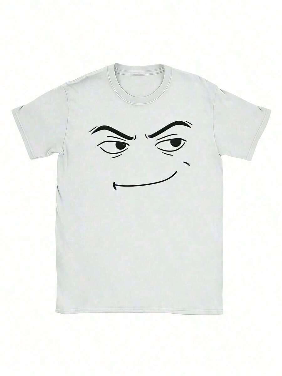 1 pieza de camiseta gráfica de alta calidad con diseño novedoso de rostro de mujer de , camisetas de manga corta de moda para hombres y mujeres, tops unisex, ropa de mujer, 210g 100% algodón, los diseños están completamente impresos. Unisexo. - Blanco 4 - Ver 1