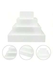 1pc Square White Foam Cake Model (Foam Material), Suitable For DIY Cake Decoration Practice, Wedding Decoration Display, Various Festival Party Cake Decoration And Hotel Cake Model Display; Available In 4-Inch, 6-Inch, 8-Inch, 10-Inch And 12-Inch Sizes (Note: Product Dimensions May Have Slight Deviations) - Multicolor - View 4