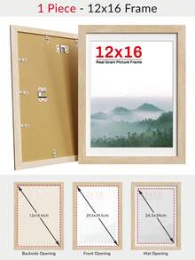 A4/A3/12x16/40x40厘米真木纹豪华相框，适用于墙面/桌面，优雅黑色/棕色/天然橡木色，多功能文件框，加厚边框和旋转卡扣，经典风格相框，30x40/12x16 - Real Grain (Upgraded Version) - 查看 21