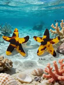 1 Pair New Fashion Exquisite Beach Vacation Style Leopard Print Acrylic Starfish Shaped Earrings For Women - Multicolor - View 4