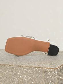 Giày sandal nữ mũi vuông, gót dày, quai ngang, thanh lịch, duyên dáng, thời trang, đa năng. - trắng - Xem 7