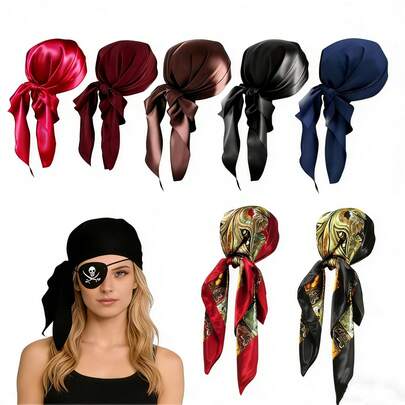 1件装嘉年华新款中世纪文艺复兴海盗头巾，缎面材质，节日服装配饰，适合情人节化装舞会、派对魔术道具、最新派对头饰