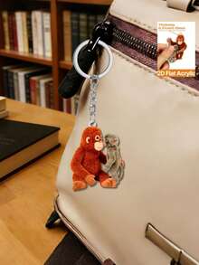 1pc 2D New Acrylic Protective Monkey/Gorilla Doll Pendant, Cute Cartoon Gorilla Key Accessory, Suitable For Backpacks, Bags, Car Keys, Phone Cases, Earphone Cases, Wallet Decorations, Couple Gifts, Holiday And Birthday Gifts, Fashion Accessories, Desktop Ornaments, Party Decorations, Pendants. Gifts For Mother, Father, Graduation, And Teacher - Multicolor - View 4