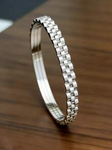 3件套高品质不锈钢花朵锆石手链，女士多元素珠宝设计，包含链条、齿轮和四叶草，时尚百搭，适合日常佩戴、派对、节日、生日、婚礼、情人节、母亲节等场合作为礼物。 - 銀色 - 查看 4