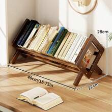 Minimalist Charm Bamboo Desktop Bookshelf - Assembled Storage Rack, Perfect For Home Office Decor, Sturdy Natural Material, Ideal For Storing Books And Supplies, Practical Shelving - Multicolor - View 3