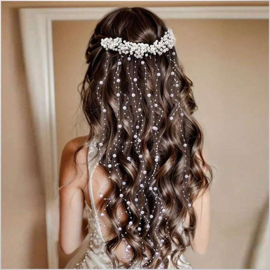 Handmade Pearl Tassel Bridal Headband, Elegant Wedding Hair Accessory, Essential For Wedding And Wedding Party