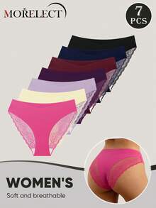 7pcs/Pack Women's Low Waist Lace Trim Sexy Briefs - Multicolor - View 4