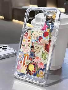1pc Fashion Floral Letter Graffiti Light Ball Collage Aesthetic Pattern Full Coverage Transparent TPU Anti-Fingerprint Phone Case Compatible With IPhone 16 ProMax/16/16 Pro/16 Plus/11/15/15 Pro/15 ProMax/12/13/14 ProMax/XS/XR/11 Pro/11 ProMax/12 Pro/12 ProMax/13 Pro/13 ProMax/7 Plus/14 Pro/14 ProMax/14 Plus/7 Plus/8 Plus/8/SE2/12 Mini/13 Mini Hard Shell Anti-Yellowing - Multicolor - View 2