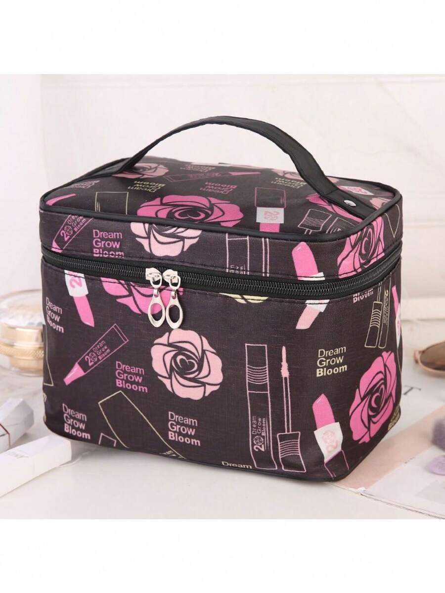 Túi đựng mỹ phẩm bằng polyester dung tích lớn, túi xách tay dành cho nữ, túi đựng đồ có thể gấp gọn, túi đựng đồ vệ sinh cá nhân cầm tay. - Nhiều màu - Xem 1
