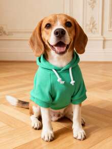 1pc Dopamine Color Series Solid Basic Warm Comfortable Hoodie Suitable For Cats And Dogs, Indoor And Outdoor - Mint Green - View 13