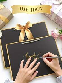 Gift Bags With Handles, Black Bags With Bow Ribbon Suitable For Wedding, Birthday, Bridesmaid, Groomsman, Party Favors, Thanksgiving, Father's Day, Mother's Day, Graduation, Available In 3 Sizes - Multicolor - View 7