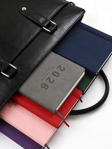 1Pc 2026 Weekly & Monthly Planner, 12 Month Agenda Schedule Book With Elastic Band, Hardcover PU Leather Diary With Bookmark Ribbon & Pen Loop, 7 Colors Available For Work School - Multicolor - View 3