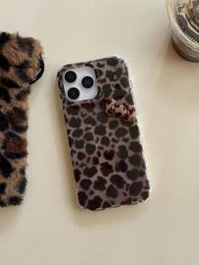 1 chiếc ốp lưng điện thoại họa tiết da báo thắt nơ, bảo vệ điện thoại, tương thích với Apple 15-17pm - Họa tiết da báo - Xem 2