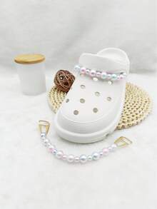 1 Pair New Fashion Iridescent Pearl Detachable Shoe Charm, Versatile Cute DIY Beaded Shoe Accessory - Iridescent - View 2