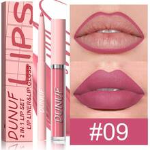 DUNUF 2-In-1 Lip Liner And Lip Gloss Set #09 - Premium Wine Red Matte Lip Kit For US Beauty Enthusiasts! Features Ultra-Smooth Retractable Lip Liner For Precise Lip Contouring & Filling, Paired With Highly Pigmented Velvet Matte Liquid Lip Gloss That Delivers Long-Lasting, Transfer-Proof Color Payoff. Perfect For Creating Bold Retro Red-Brown Lip Looks-Ideal For Daily Wear, Parties, Or Fall/Winter. Smooth, Creamy Texture Glides On Easily Without Dragging, Waterproof & Smudge-Proof Formula Ensures All-Day Wear. High-Definition #09 Deep Wine Red Shade Flatters All Skin Tones, Matches Y2K Retro & Everyday Makeup. Essential All-In-One Lip Makeup Set For Girls & Women, A Must-Have Beauty Essential For Your Collection! - R9 - 查看 13