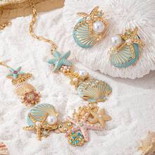 3 Piece Set  Ladies' High-End Colorful Starfish Shell Necklace And Earring , Perfect For Daily Party And Vacation Wear, Holiday Gift - 彩色的 - 查看 3