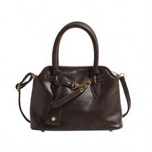 Fashionable Retro Versatile Clasp Shoulder Handbag, Armpit Bag, Shell Bag, Autumn/Winter, Retro Inspired Vintage Bag For Women - 咖啡棕 - 查看 3