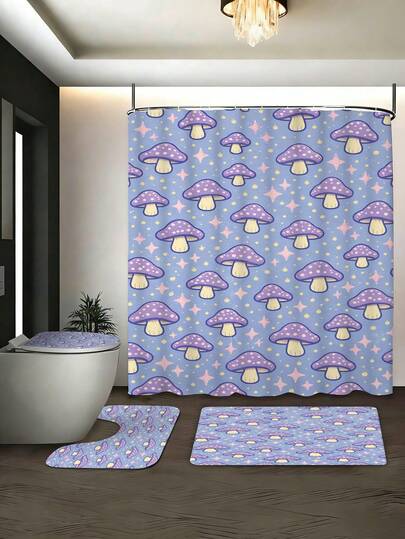 Bộ phụ kiện phòng tắm họa tiết nấm tím và ngôi sao (1/3/4 món) mang đến cảm giác tươi mới và thoải mái với không khí mùa hè, thích hợp trang trí nhà cửa, bao gồm rèm tắm và bộ phụ kiện phòng tắm. Rèm tắm nhiều kích cỡ và bộ sản phẩm đồng bộ, chất liệu polyester bền, chống nấm mốc. Bộ trang trí phòng tắm bao gồm rèm tắm, thảm chữ U cho bồn cầu, thảm chống trượt, nắp bồn cầu và 12 móc treo rèm tắm. Thích hợp làm quà tặng Ngày của Mẹ hoặc quà tặng mùa tựu trường.