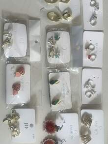 10对/包 奢华水钻锌合金耳钉，优雅百搭混搭风格耳环套装，适合派对、婚礼等场合佩戴，最佳时尚珠宝礼品，随机发货，OPP袋包装（款式与图片所示略有不同，介意者请谨慎购买） - 彩色 - 查看 10