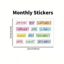 12/36 Pcs - 1/3 Sheets Monthly Planner Stickers, Creative Calendar Decorative Scrapbooking Stickers, Holiday Aesthetic Journal Stickers, Date Page Marking Index Tabs, Colorful Doodle Calendar Stickers, Suitable As Birthday, Wedding, Anniversary Gifts - Multicolor - View 7