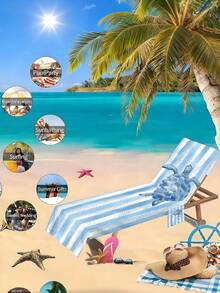 1 chiếc bọc ghế bãi biển bằng sợi siêu mềm, họa tiết rùa biển sọc xanh dương, có túi, thích hợp cho sân vườn, bãi biển, khách sạn, ghế nằm cạnh hồ bơi, chống trượt và dễ mang theo. - A - Xem 6