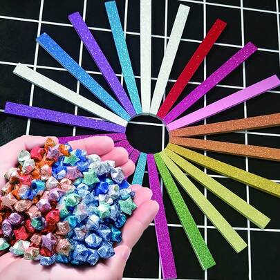 360 ark glittrande stjärnorigamiremsor glittergradientfärgad stjärnpapper handgjort gör-det-själv-pyssel för önskeflaskor och festdekorationer