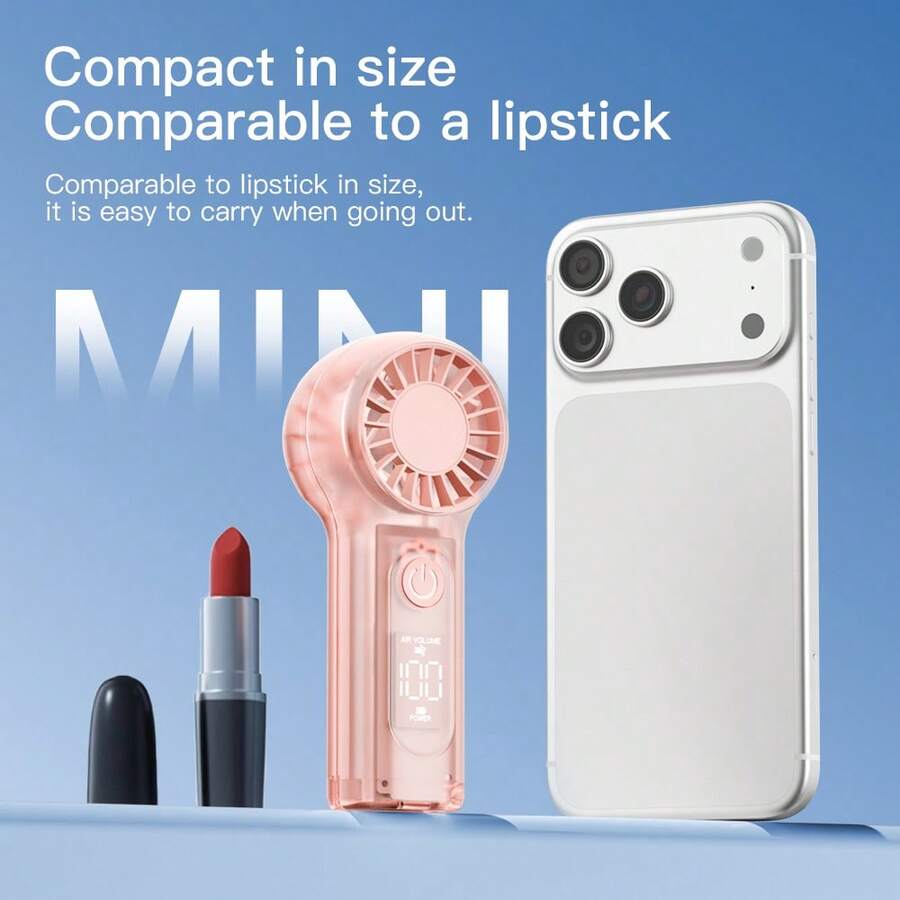 新款手持风扇，睫毛柔风风扇，轻柔微风，迷你风扇，数字显示，超长续航，便携式颈挂风扇 - 手持 - 查看 1