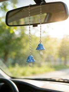 Cute Mushroom Car Rearview Mirror Hanging Decor, Car Interior Pendant - One Size 2 - View 9