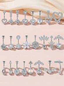 CIZME 1 chiếc khuyên rốn hình trái tim và hoa thanh lịch, cỡ 14G, dài 1.6mm, kiểu dáng tối giản, thích hợp cho nữ, kiểu dáng treo, làm từ thép không gỉ 316L, lý tưởng cho xỏ khuyên rốn hàng ngày, đi biển, nghỉ lễ, hoạt động thể thao, dành cho thanh thiếu niên. Chất liệu cao cấp, không bị xỉn màu, được đánh bóng kỹ lưỡng. - Bạc - Xem 8