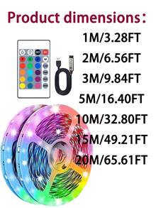 Tira de luz inteligente RGB, luz LED de 99,06-2999,74 cm, luces inteligentes RGB para TV, tiras de luz LED para decoración de habitaciones, control remoto de 24 teclas y control de aplicación, cambio de ritmo, brillo y dinámica, para sala de estar, dormitorio, decoración de fiestas de Pascua, Día de la Madre y bodas, dormitorio, sala de estar, techo, regalos navideños, decoración de fiestas de Navidad y bodas - luz de color - Ver 11