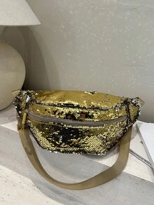 New Fashion Casual Sequin Fanny Pack, Retro Versatile Crossbody Chest Bag For Women - Gold - View 10