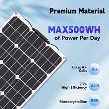 200W Semi-Flexible Solar Panel Monocrystalline 12V Battery Charger With MC4 Connectors – Lightweight Bendable Solar Panel For RV Boat Van Trailer Camper Roof Off-Grid System Outdoor Camping - 深灰色 - 查看 2