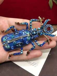 1pc Women's Crystal Rhinestone Beetle Brooch, Insect Brooch, Suitable For Bags, Sweaters, Coats, Hats, Shoes, Dresses, Suits - Beetle (4650) - View 1