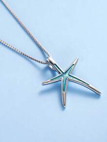 1pc Cute Starfish Pendant Necklace, Suitable For Women, Ideal For Wedding, Engagement, Anniversary, Party, Vacation, Valentine's Day Gift - 1# - View 5