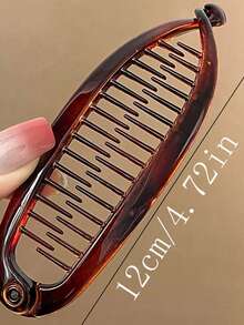 1/2个大号琥珀色香蕉形发夹，法式优雅扭结发夹，时尚沙滩发饰 - 多色 - 查看 2