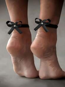 Bộ 2 vòng chân bằng da PU dành cho nữ, dây đeo mắt cá chân có thể điều chỉnh, kiểu dáng thời trang, dễ thương, gợi cảm, phong cách punk goth, phù hợp cho đám cưới và phụ kiện cô dâu. - màu đen - Xem 9