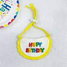 Adjustable Pet Birthday Party HAPPY BIRTHDAY Knitted English Embroidery Lace Scarf/Hat, Suitable For Cats And Dogs - Yellow - View 4