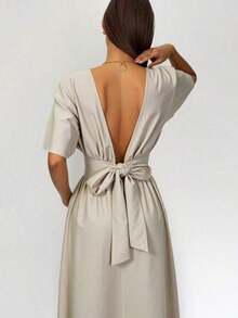 Women Long Dresses - 杏 - 查看 7