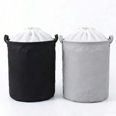 1个抽绳洗衣篮收纳箱，可折叠防水脏衣篮，带可拆卸可清洗袋，适用于浴室、洗衣房、阳台、宿舍，高品质洗衣篮