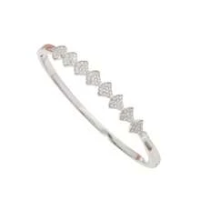 Những chiếc vòng tay nhiều lớp thanh lịch dành cho nữ, với tám họa tiết hình quạt được đính đá nhỏ tinh tế, mang đến vẻ sang trọng. - Bạc - Xem 4