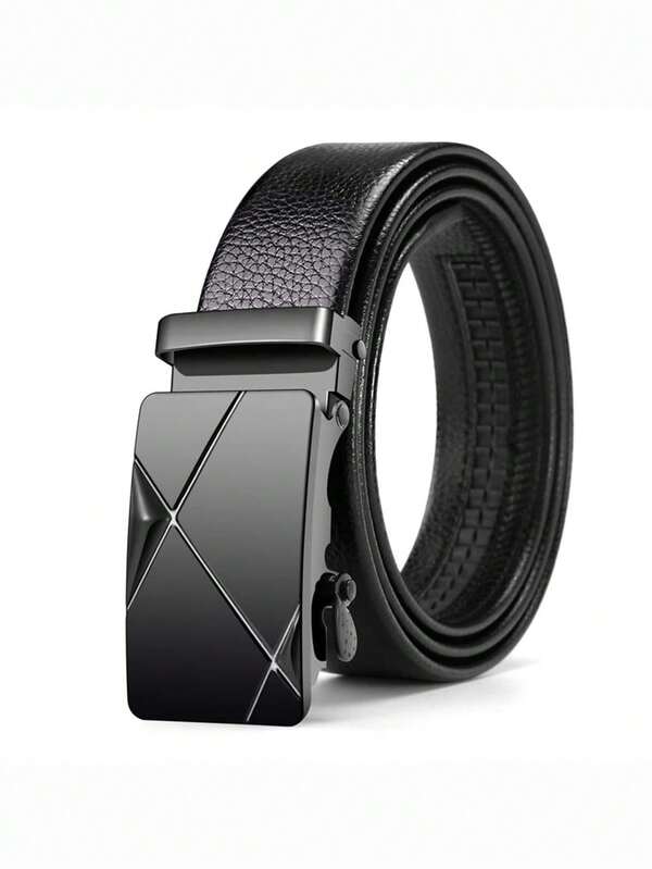 Cinturón automático de PU negro clásico para hombres, elegante y casual para el otoño y Halloween, regalo ideal