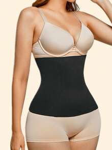 Sports Outdoor One Seamless Black Waistband With Anti-Curl Edge And Light Compression To Flatten Belly Shapewear Waist Trainer Corset Gym Accessories SpringWomen Seamless Body Shaping Bodysuit High Waist Tummy Control Butt Lifting Push Up Slimming Shapewear Soft Breathable High Stretch No Roll Up Skin Friendly For Daily Commute Party Night Dating Outing Winter Layering & Photo Shooting - 黑色 - 查看 2