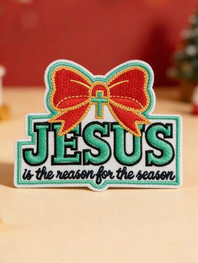 RHUAGYP 1个可爱耶稣刺绣布贴，基督教信仰宗教徽章，复古风格可熨烫/缝制，DIY服装、背包、帽子装饰，礼品