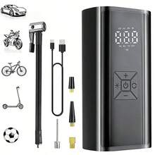 WEEME 1pc Portable Tire Inflator With Auto Shut-Off And LED Light, Quickly Inflates Car Tires, Bicycle Tires, Motorcycle Tires, Balls And Other Inflatable Items, Also Functions As A Power Bank - Black - View 13