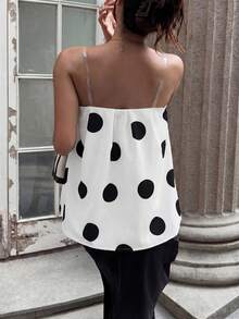 GLOpass Polka Dot Loose Fit Camisole Top, Sexy & Elegant For Daily Wear And Gatherings Summer - Black and White - View 7