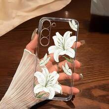 1 chiếc ốp lưng điện thoại mềm họa tiết hoa ly trắng và bướm, tương thích với Honor, Galaxy A04e, A12, A13, A14, A34, A50, A52, A53, A54, S21, S22, S23, S24, S25, S25 Ultra, 6A, 7A, 8A, 12T, 13T - Trong sáng - Xem 2