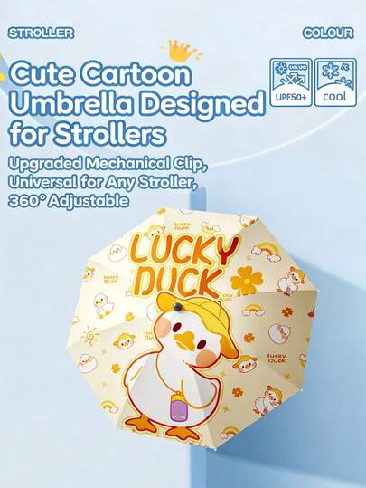 Cubierta de 2 en 1 para cochecitos de 85 cm de diámetro, con sombrilla y protección contra la lluvia, ajustable, adecuada para la playa, sillas, mascotas, esencial para el verano al aire libre - Patrones: Pato, Panda, Hipopótamo